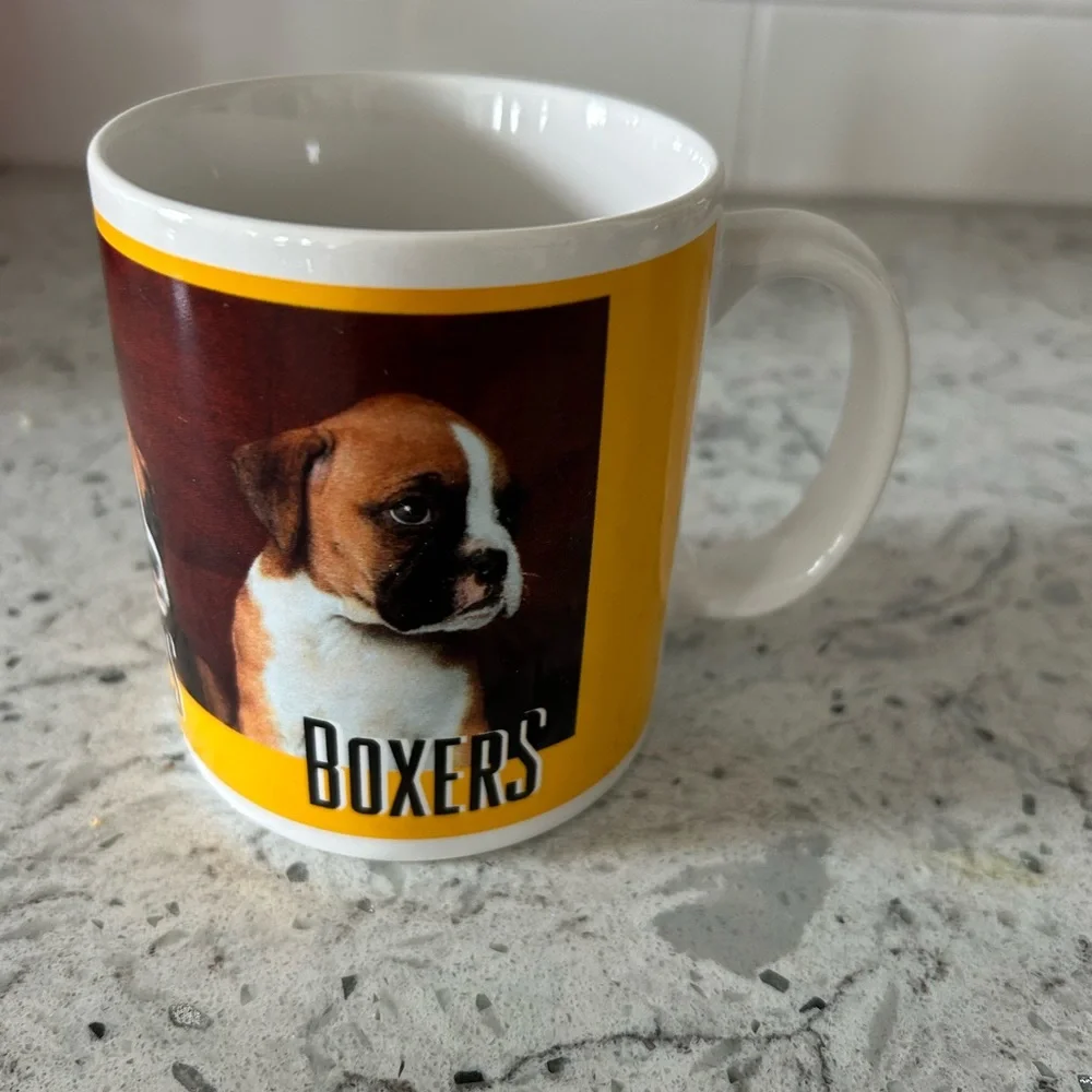 Vintage Boxer Dog Mug Brown Yellow